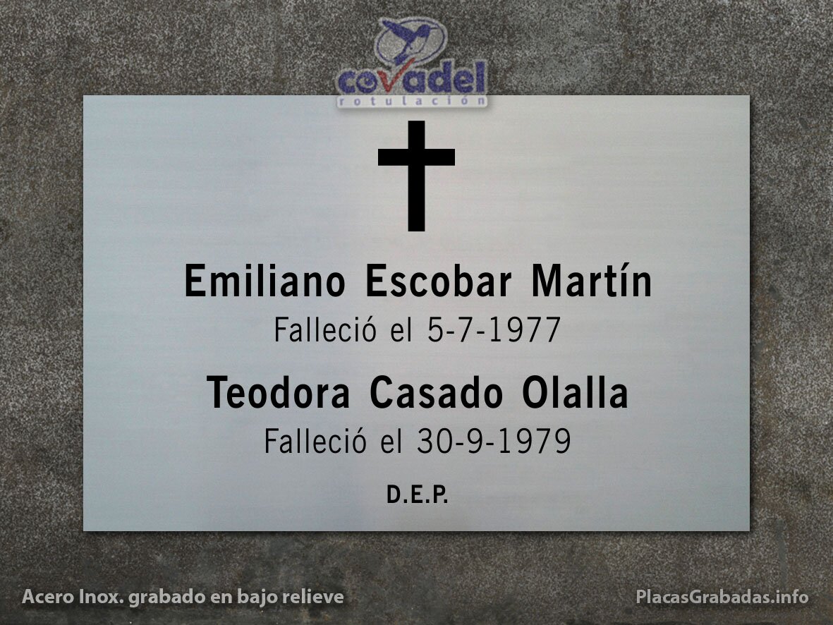 Placa grabada para cementerio ACERO INOXIDABLE ap-0106