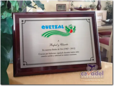 Placas Conmemorativas Aniversarios, Homenajes, Jubilaciones, Agradecimientos, Reconocimientos