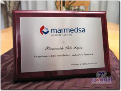 Placas Conmemorativas Aniversarios, Homenajes, Jubilaciones, Agradecimientos, Reconocimientos