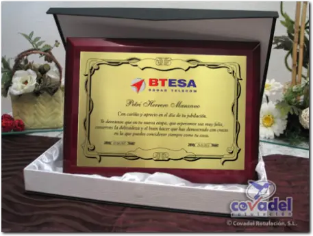 Placas Conmemorativas Aniversarios, Homenajes, Jubilaciones, Agradecimientos, Reconocimientos