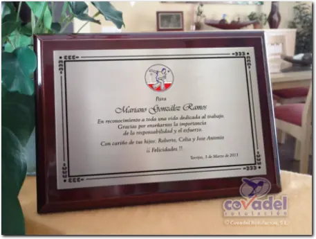 Placas Conmemorativas Aniversarios, Homenajes, Jubilaciones, Agradecimientos, Reconocimientos