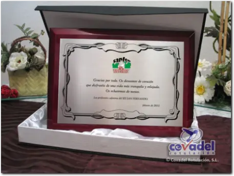 Placas Conmemorativas Aniversarios, Homenajes, Jubilaciones, Agradecimientos, Reconocimientos