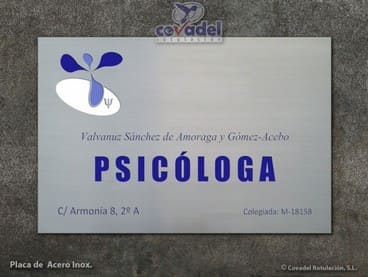 Placa Grabada de Acero Inox. para Psicologo
